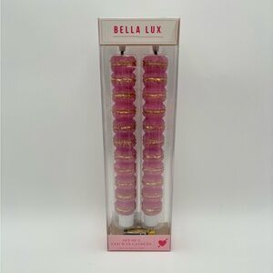 Bella Lux Set of 2 Pink Macaron Stack LED Wax Valentines Taper Candles